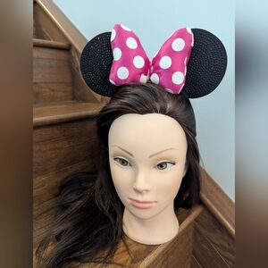 Disney Junior Minnie Mouse Pink Polka Dot Bow Kids Headband